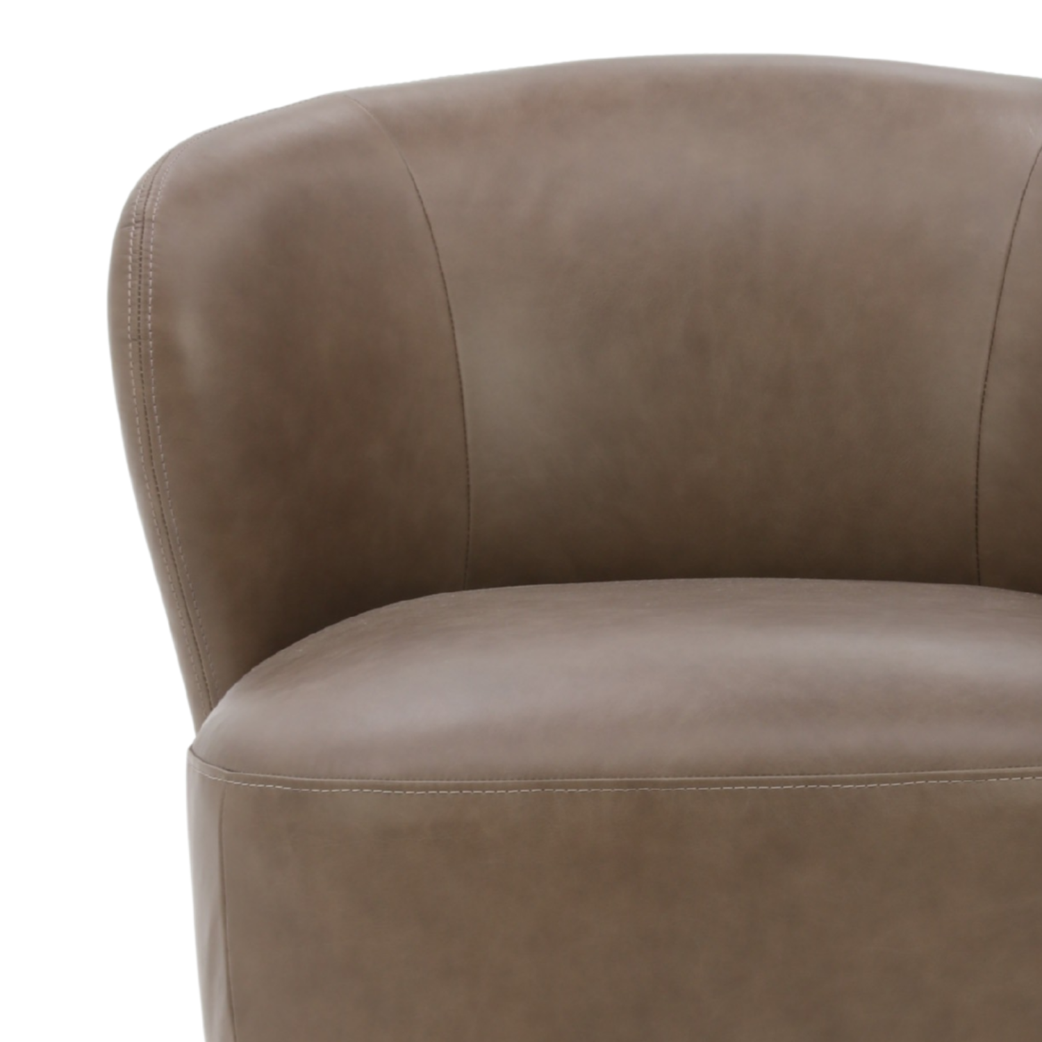 Mid-Century Leather Lounge Chair with Upholstered, Swivel - Living Room