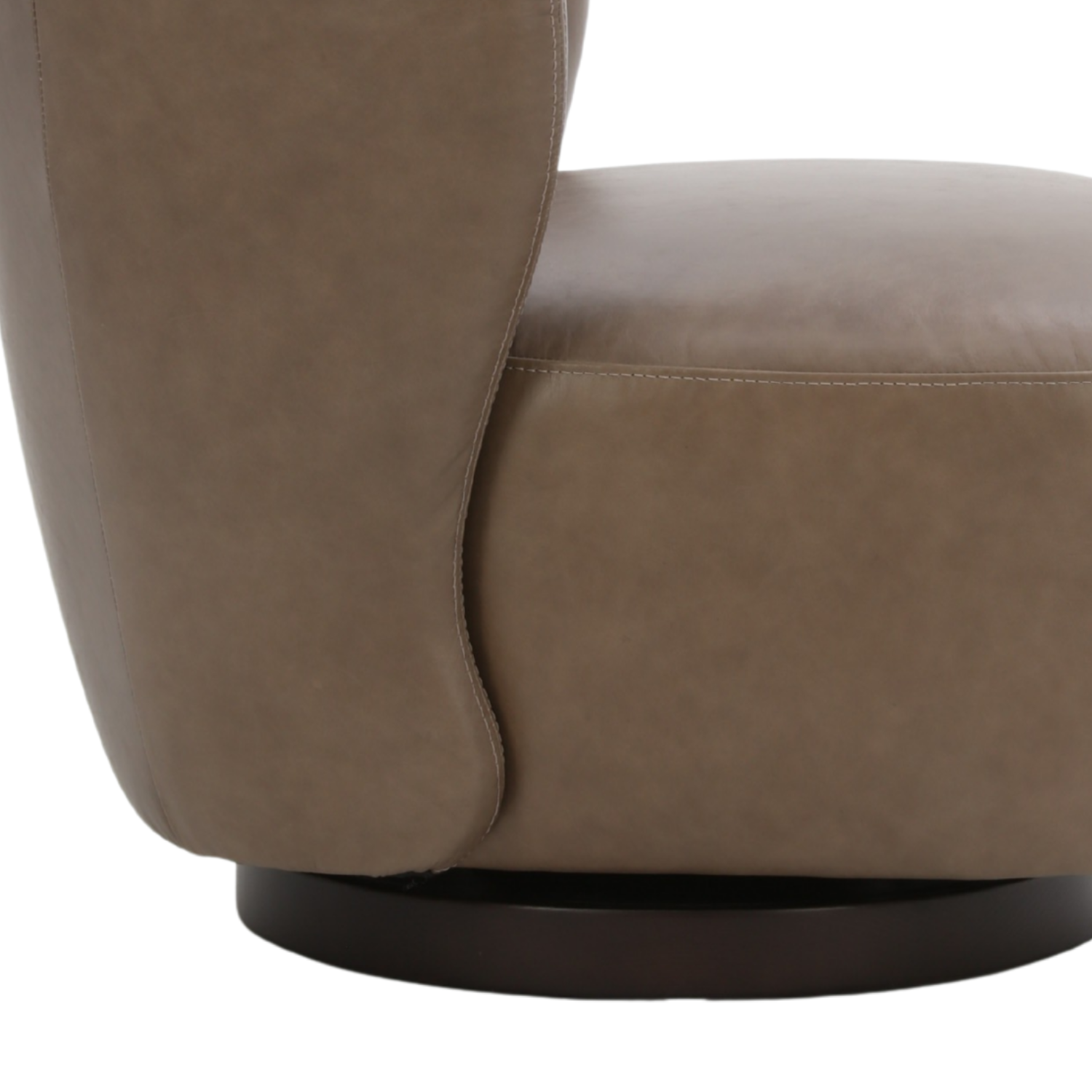 Mid-Century Leather Lounge Chair with Upholstered, Swivel - Living Room