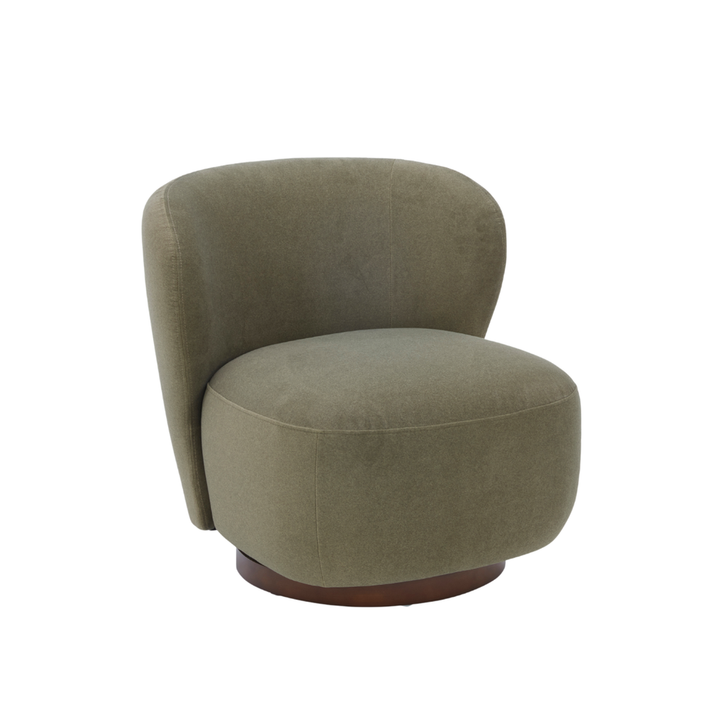 Traditional Velvet Lounge Chair with Upholstered, Swivel | Matte Finish