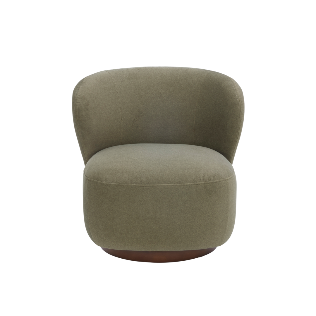Traditional Velvet Lounge Chair with Upholstered, Swivel | Matte Finish