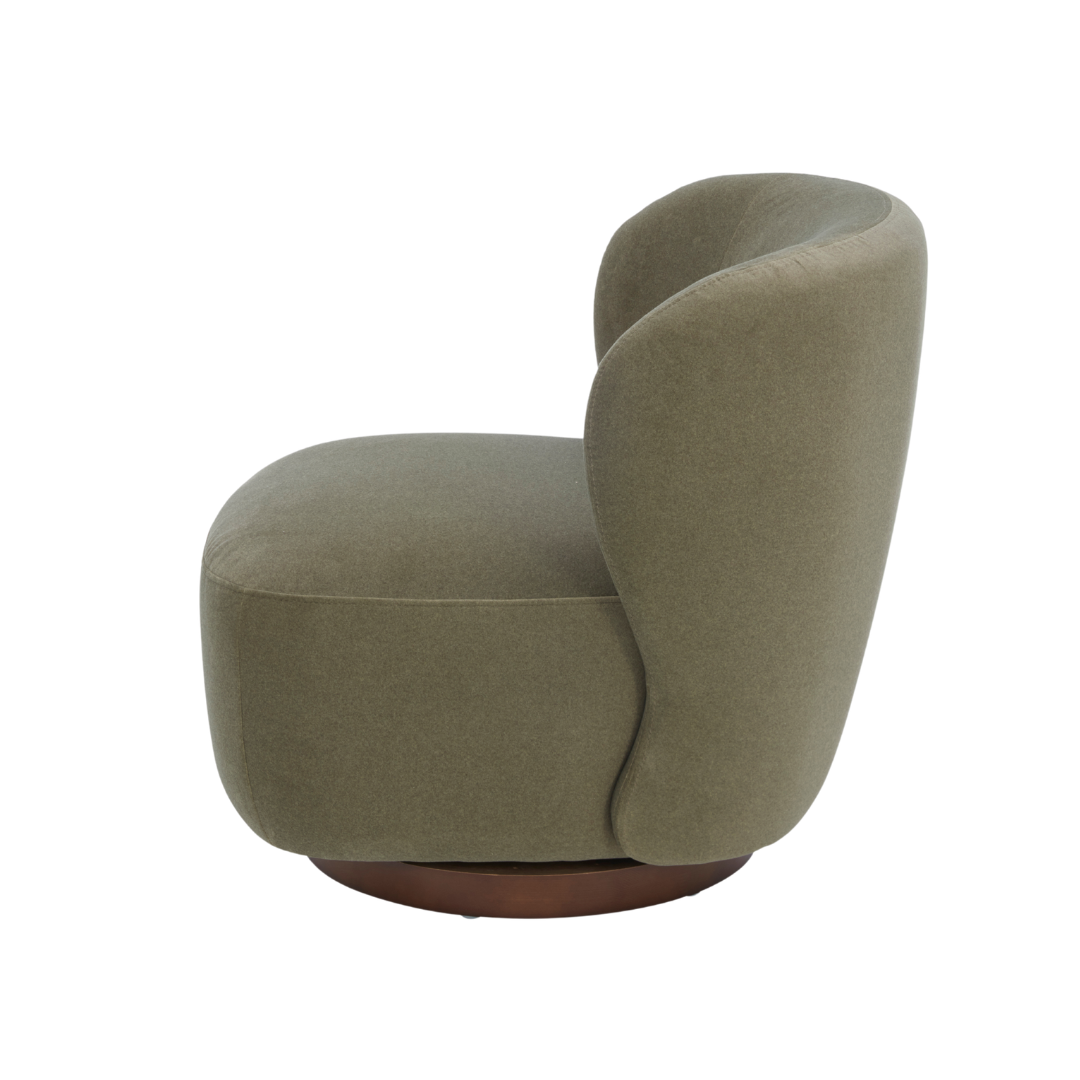 Traditional Velvet Lounge Chair with Upholstered, Swivel | Matte Finish