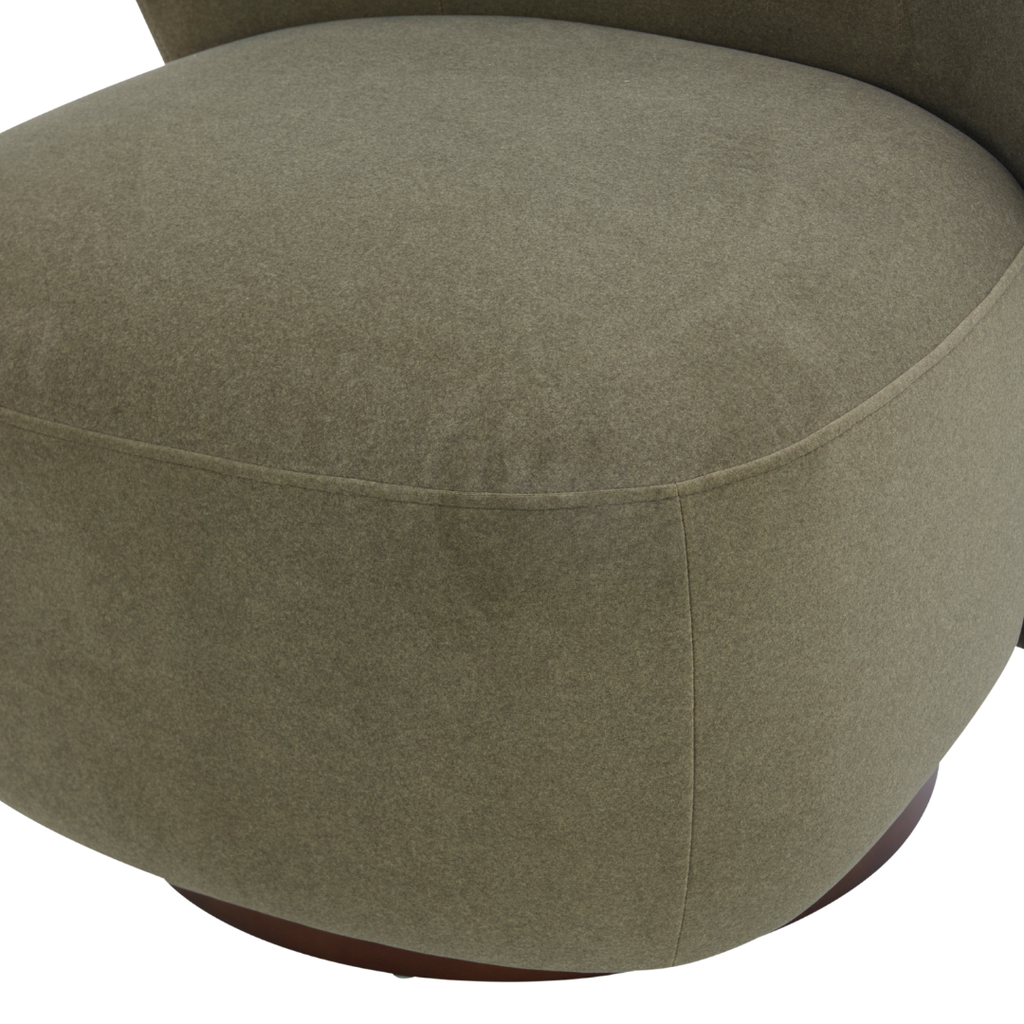 Traditional Velvet Lounge Chair with Upholstered, Swivel | Matte Finish