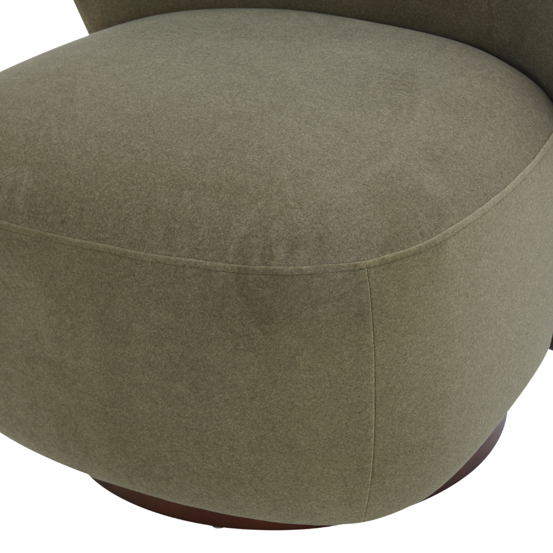 Traditional Velvet Lounge Chair with Upholstered, Swivel | Matte Finish