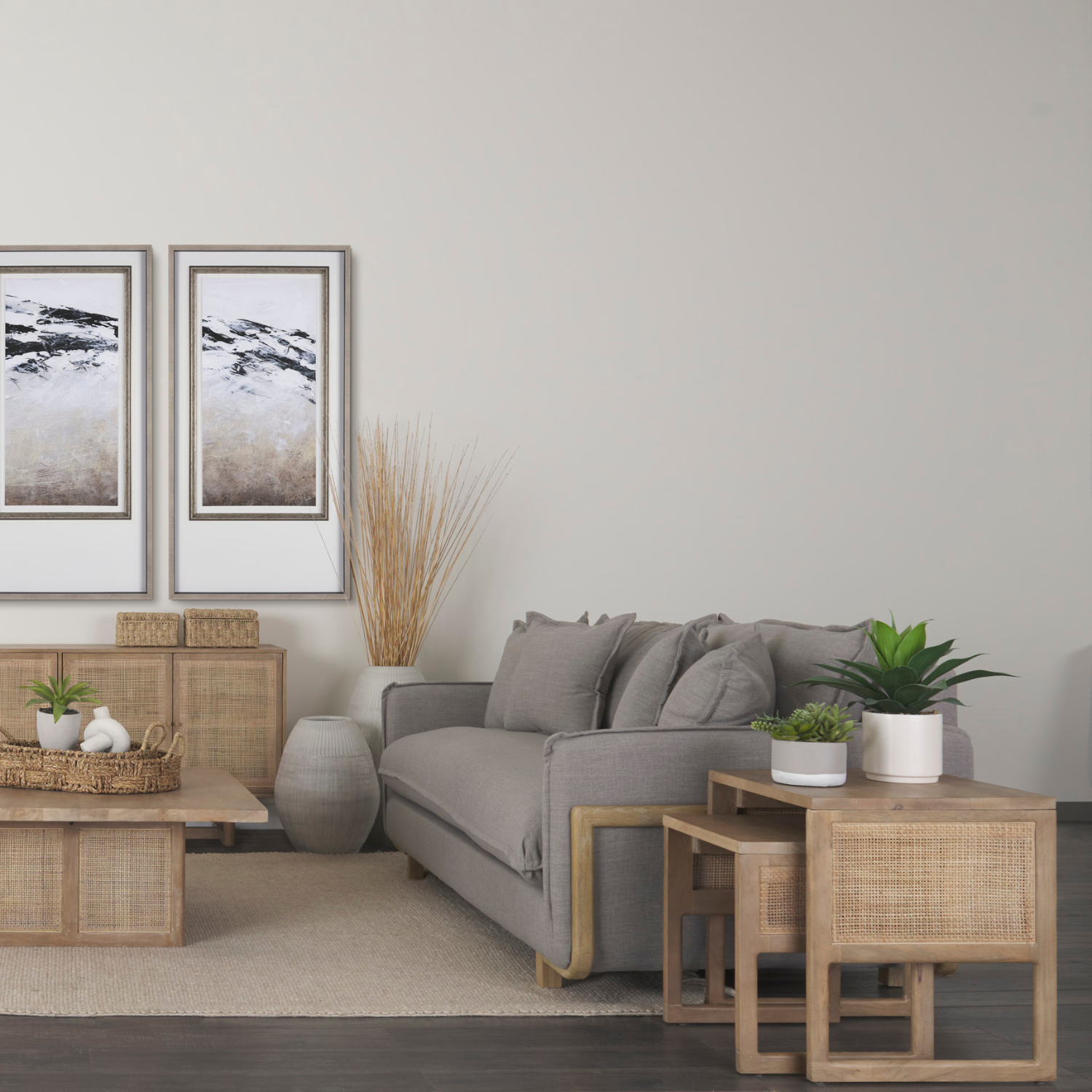 Contemporary Mango Wood Side Table with Nesting - Living Room