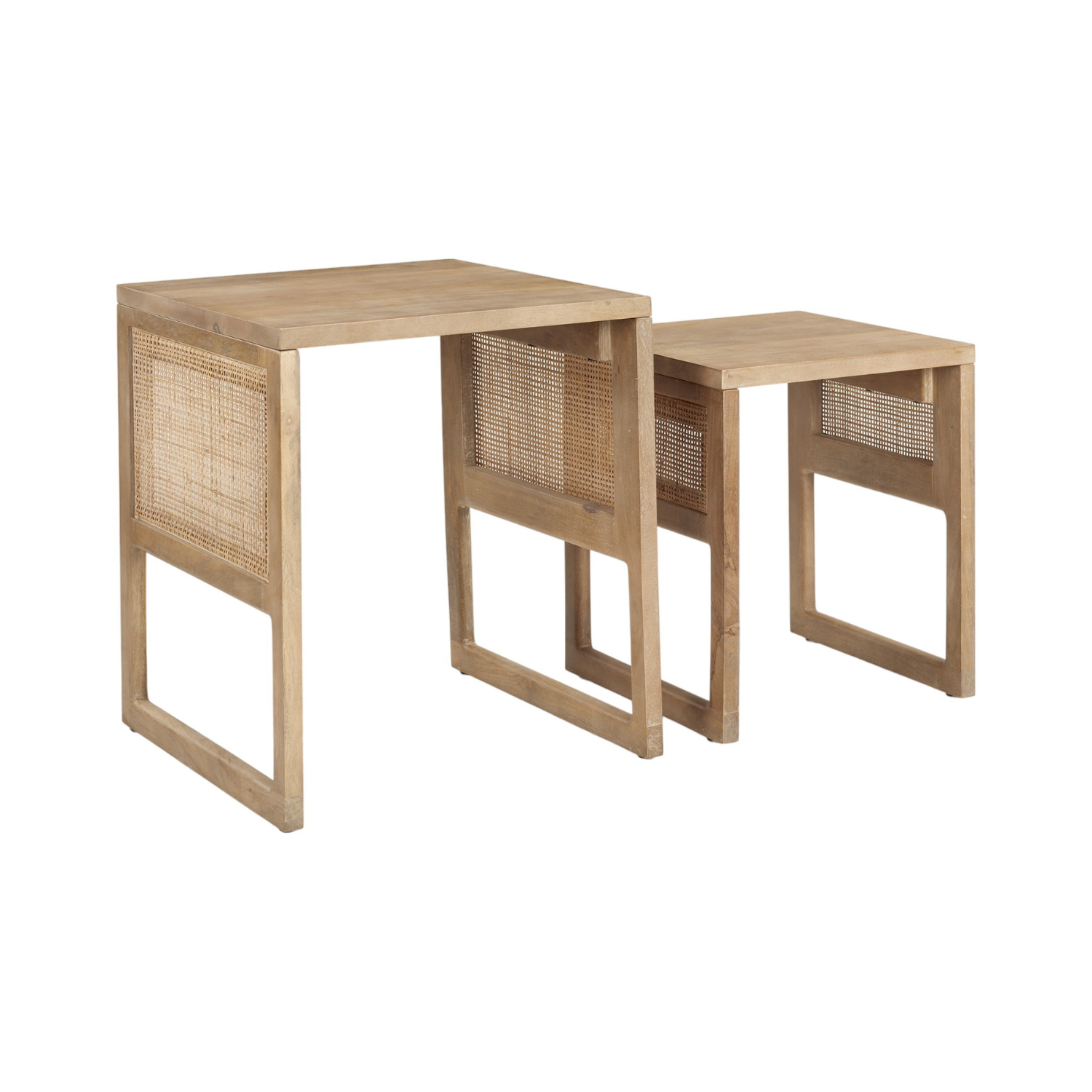 Contemporary Mango Wood Side Table with Nesting - Living Room
