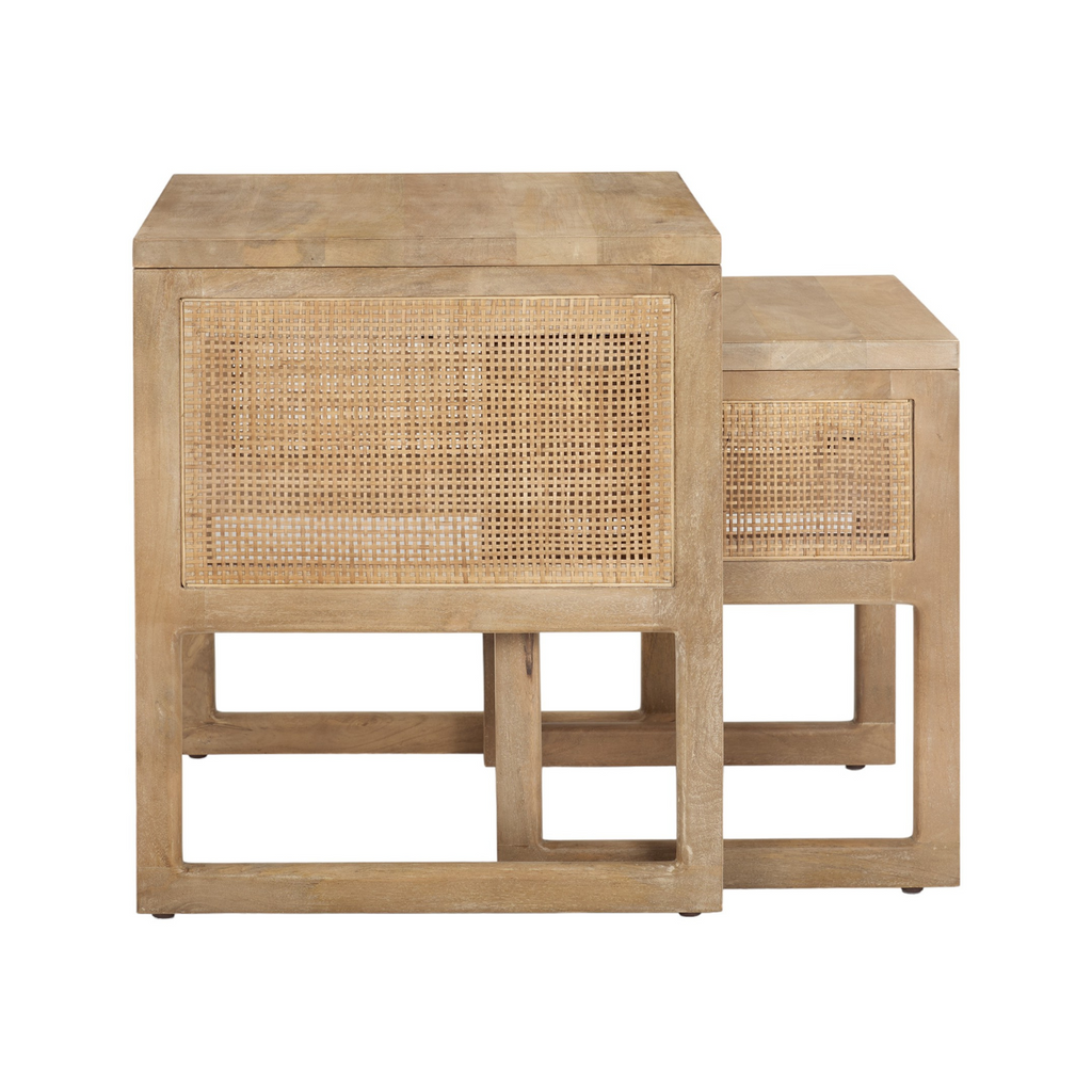 Contemporary Mango Wood Side Table with Nesting - Living Room