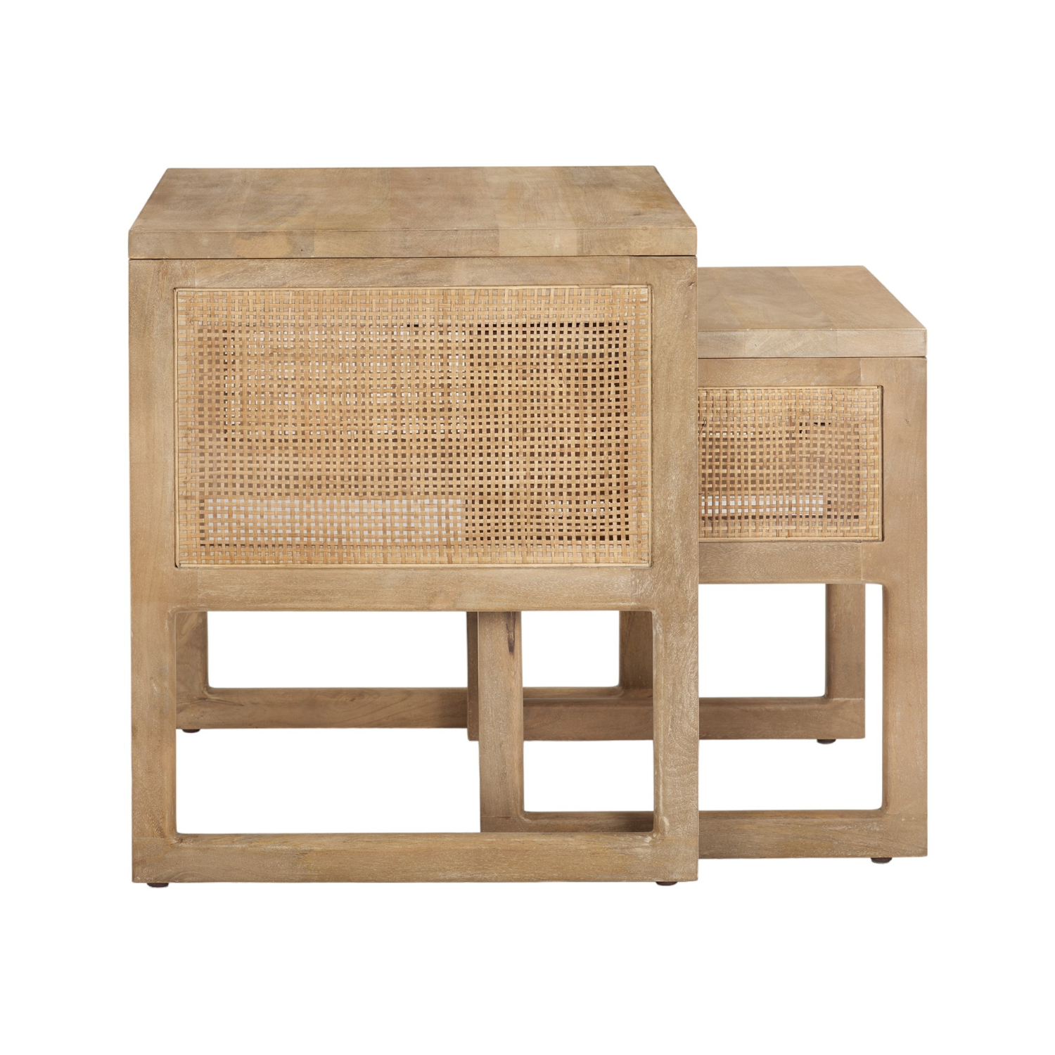 Contemporary Mango Wood Side Table with Nesting - Living Room
