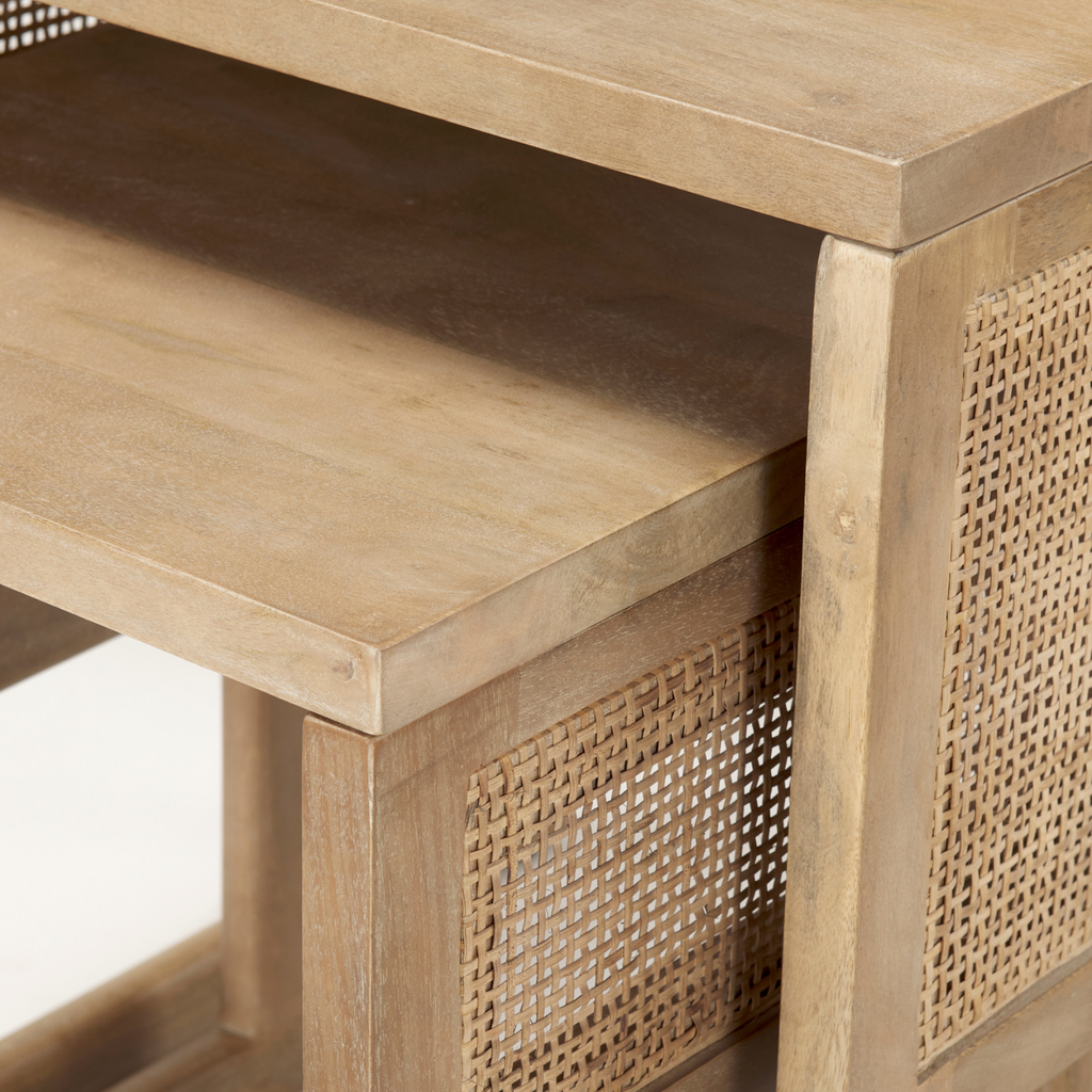 Contemporary Mango Wood Side Table with Nesting - Living Room