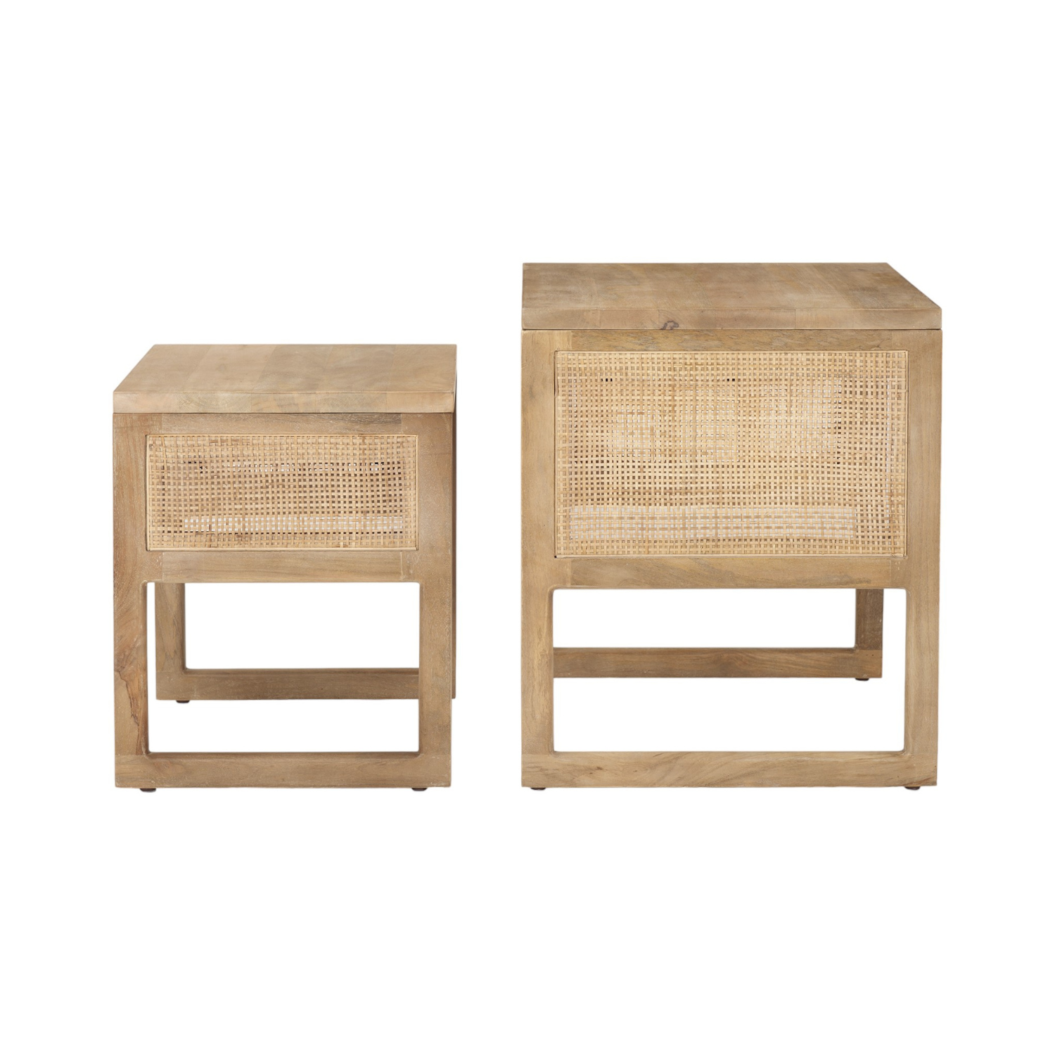 Contemporary Mango Wood Side Table with Nesting - Living Room