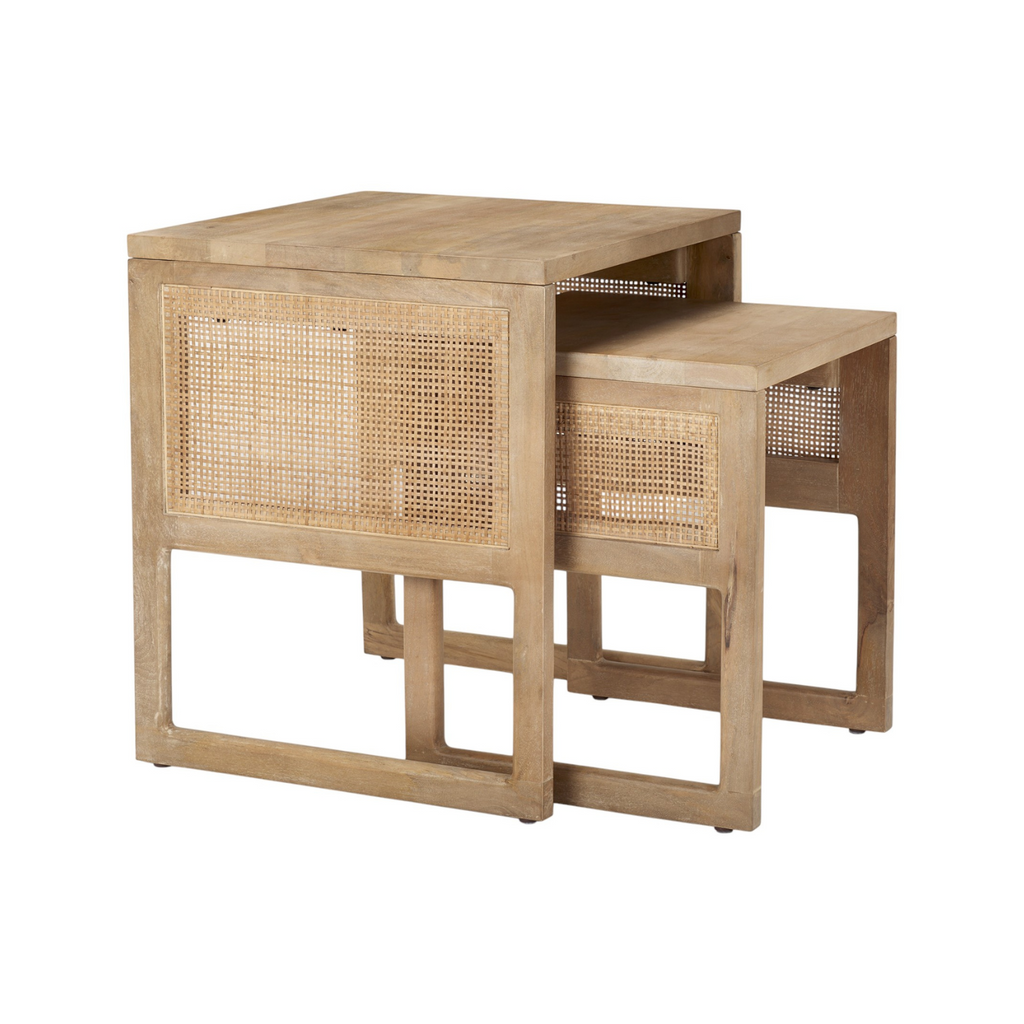 Contemporary Mango Wood Side Table with Nesting - Living Room