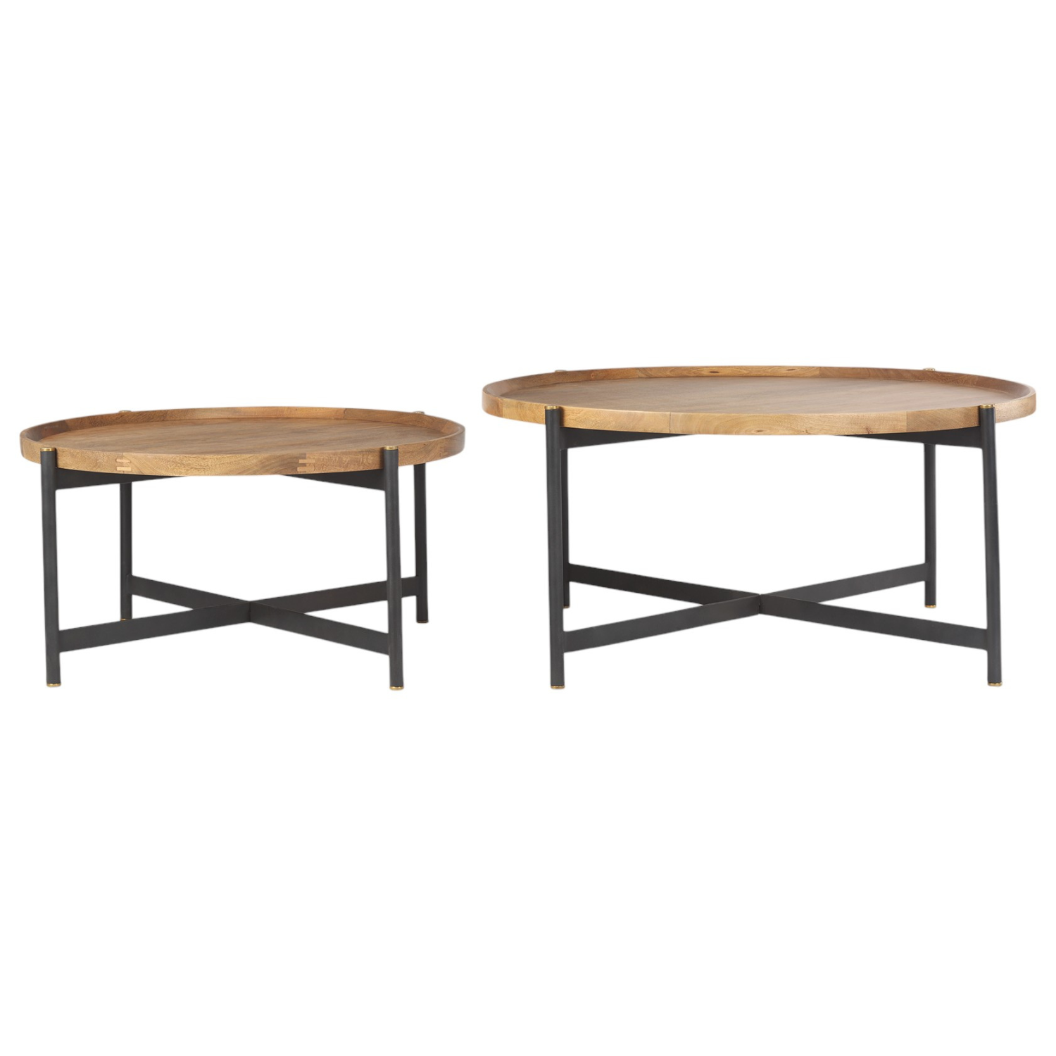 Farmhouse Solid Wood Coffee Table with Nesting, Round | Matte Finish