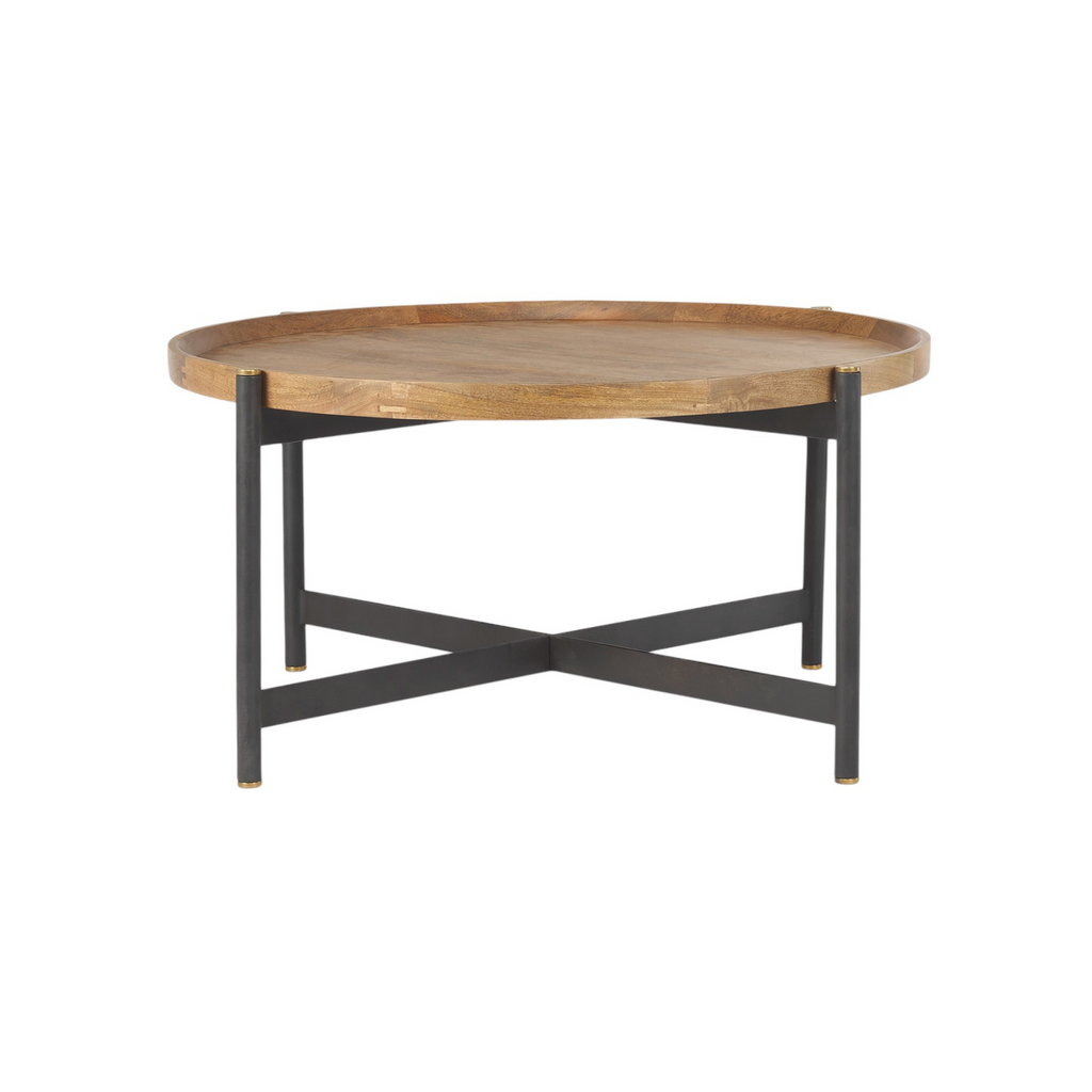 Farmhouse Solid Wood Coffee Table with Nesting, Round | Matte Finish