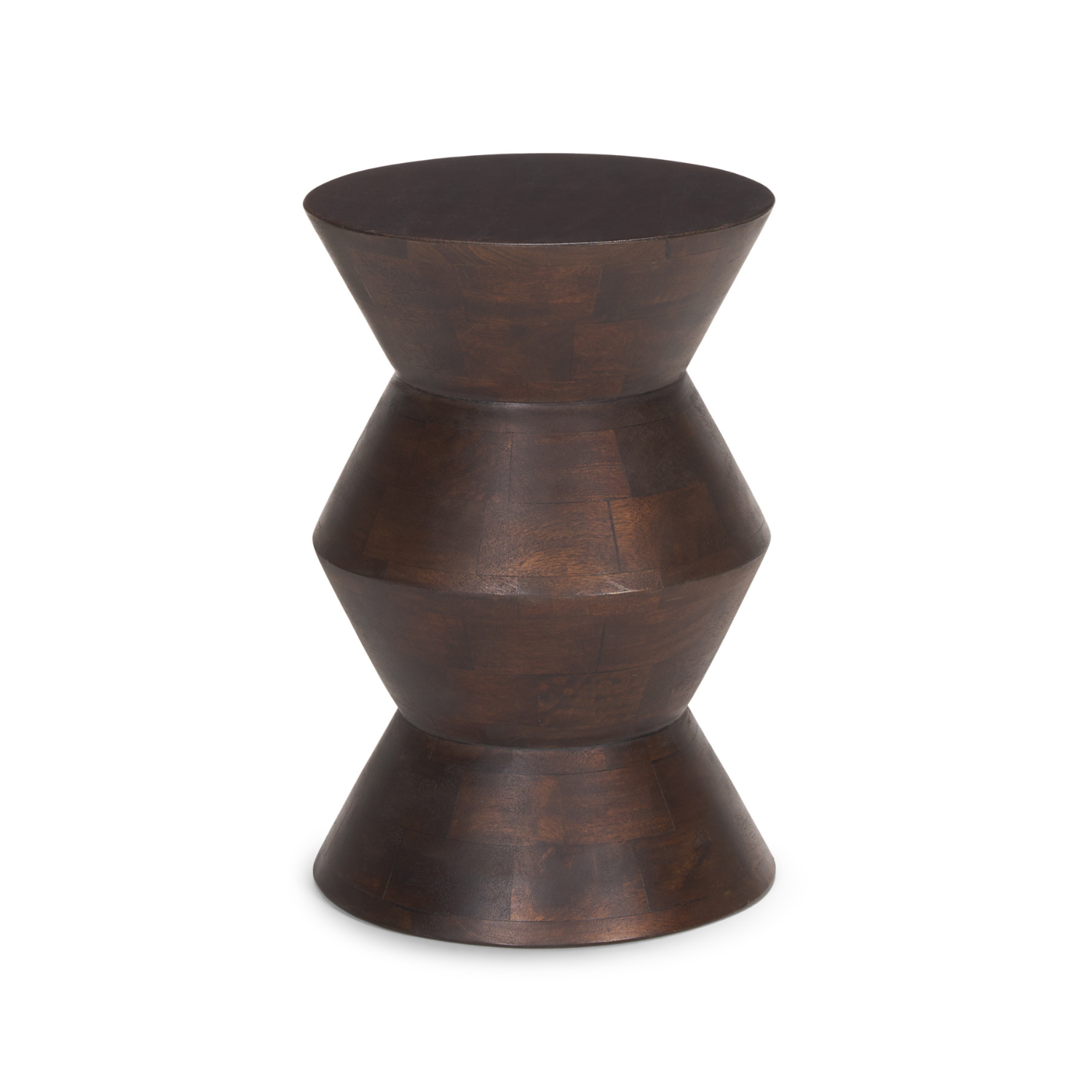 Bohemian Mango Wood Side Table with Geometric | Dark Brown