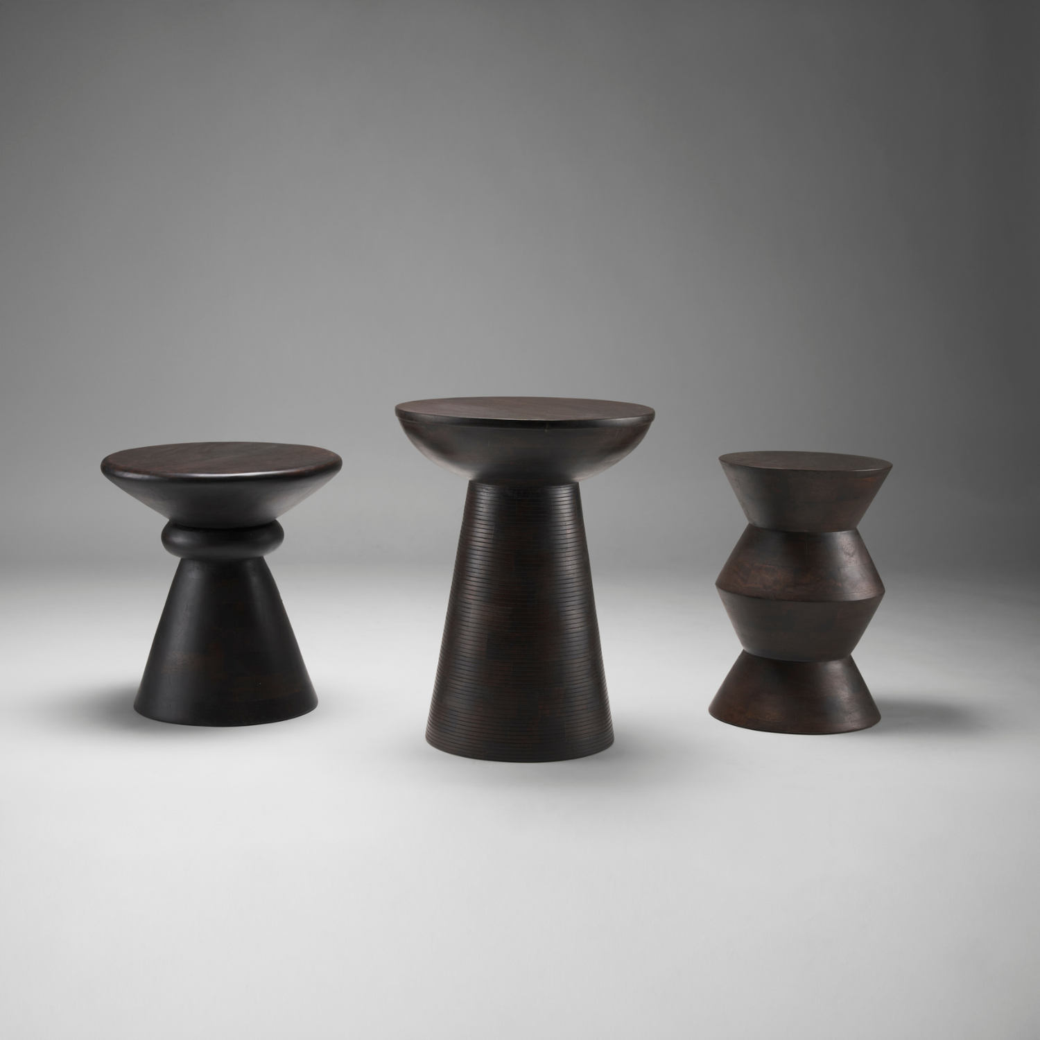 Bohemian Mango Wood Side Table with Geometric | Dark Brown