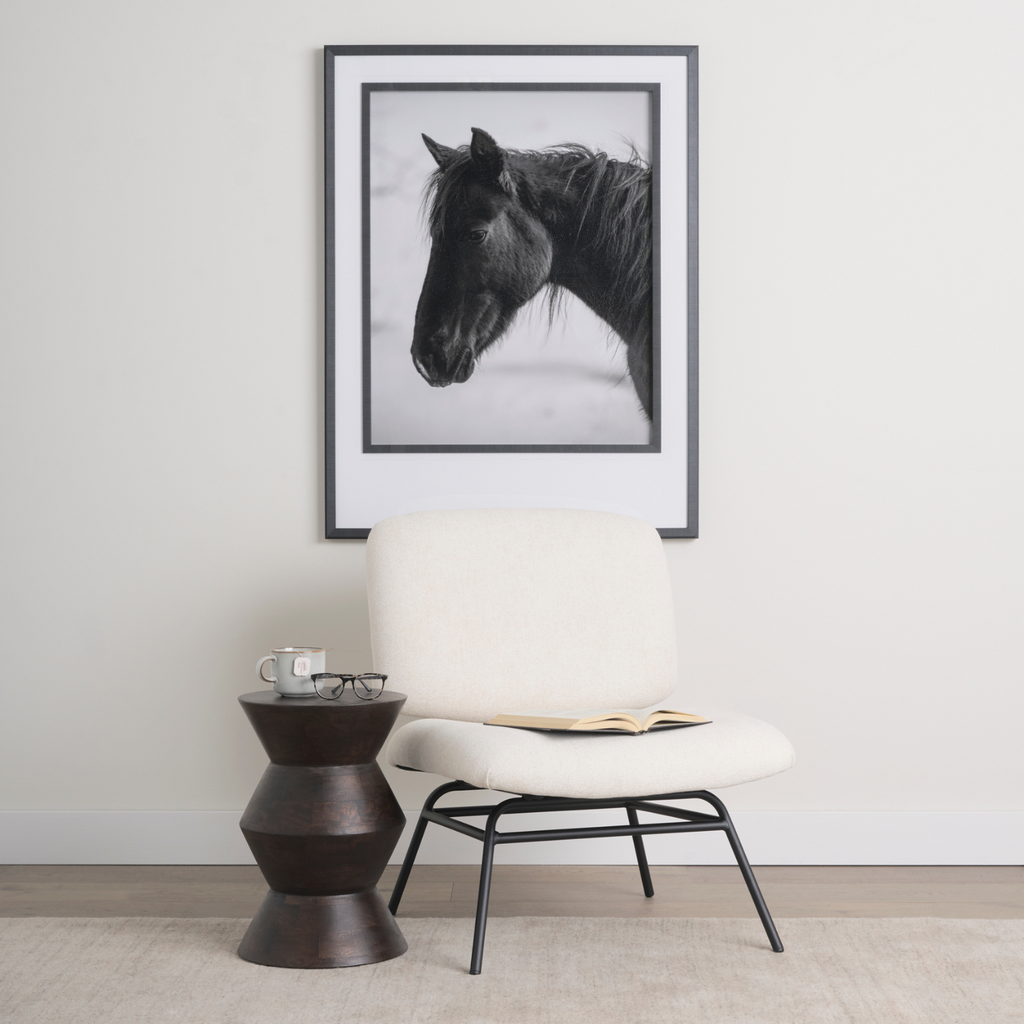 Bohemian Mango Wood Side Table with Geometric | Dark Brown