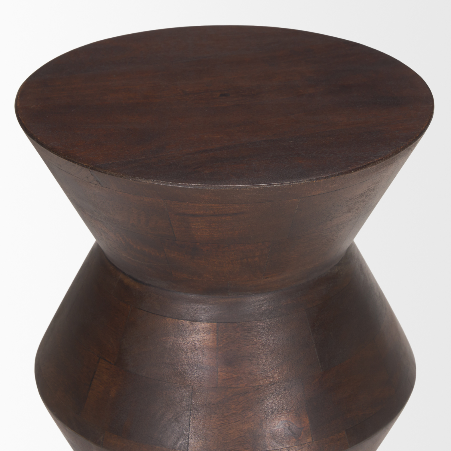 Bohemian Mango Wood Side Table with Geometric | Dark Brown