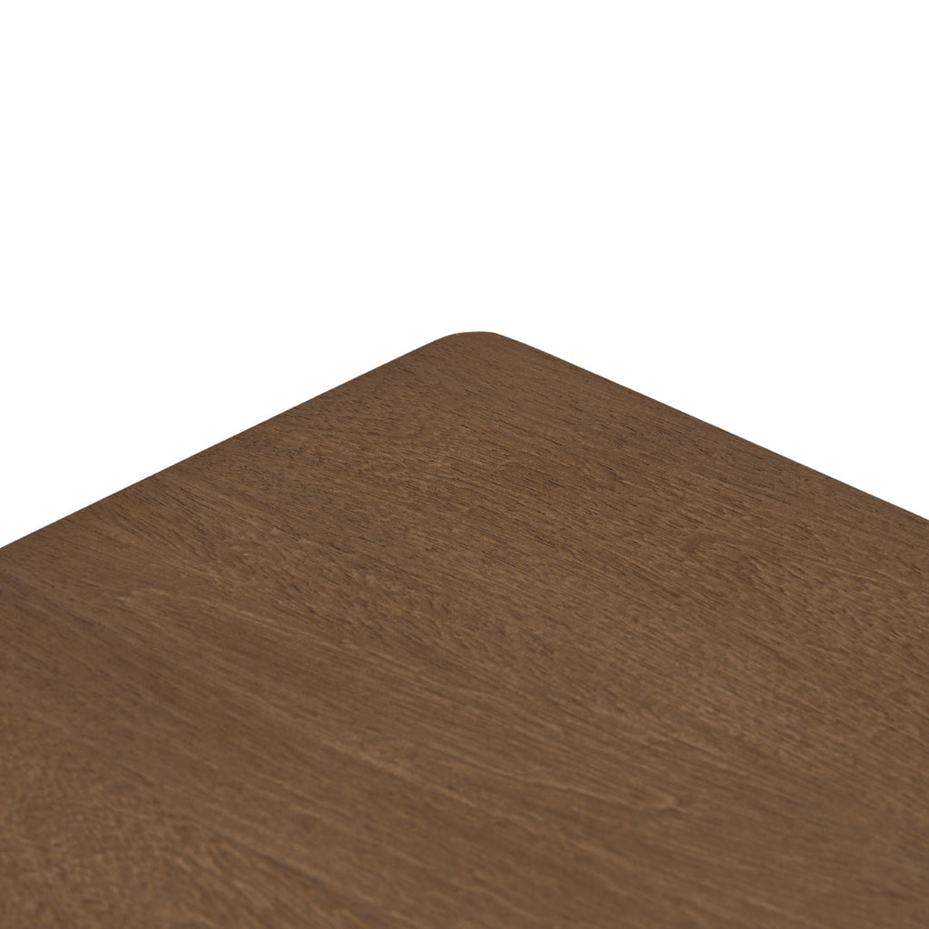 Table d'appoint moderne en bois de manguier avec tissage sculptural