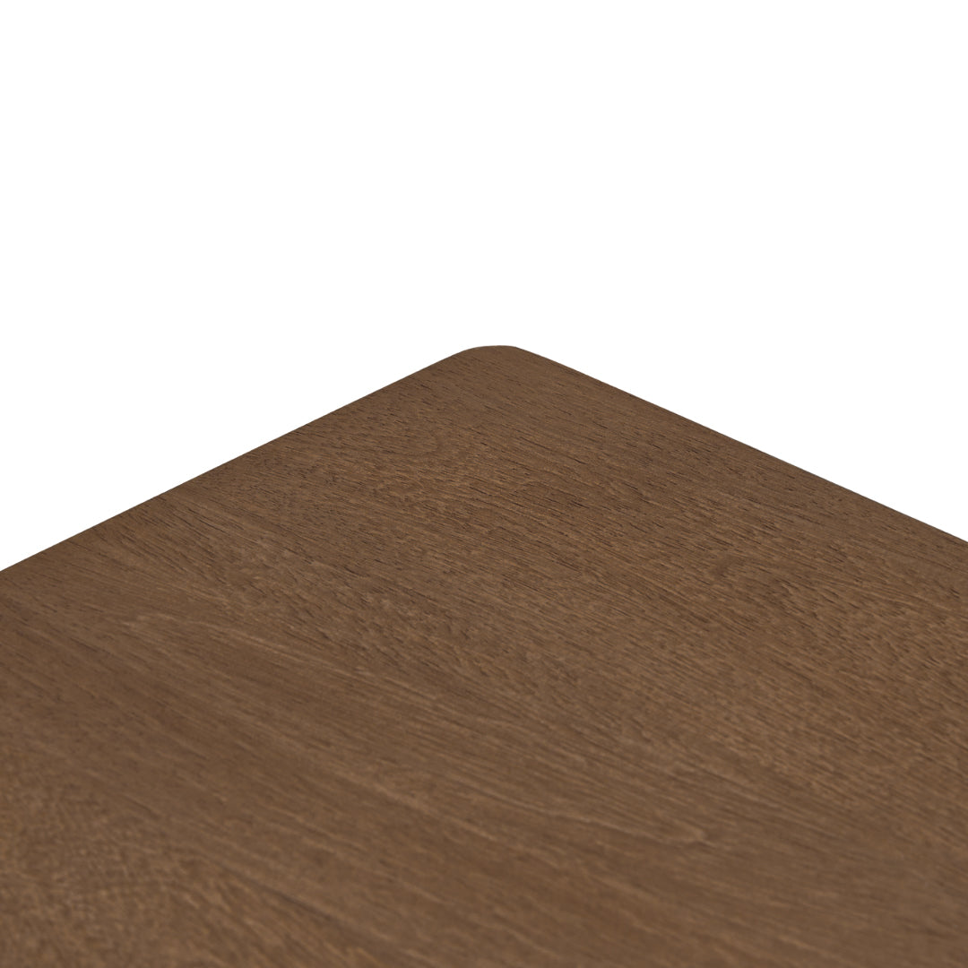Table d'appoint moderne en bois de manguier avec tissage sculptural