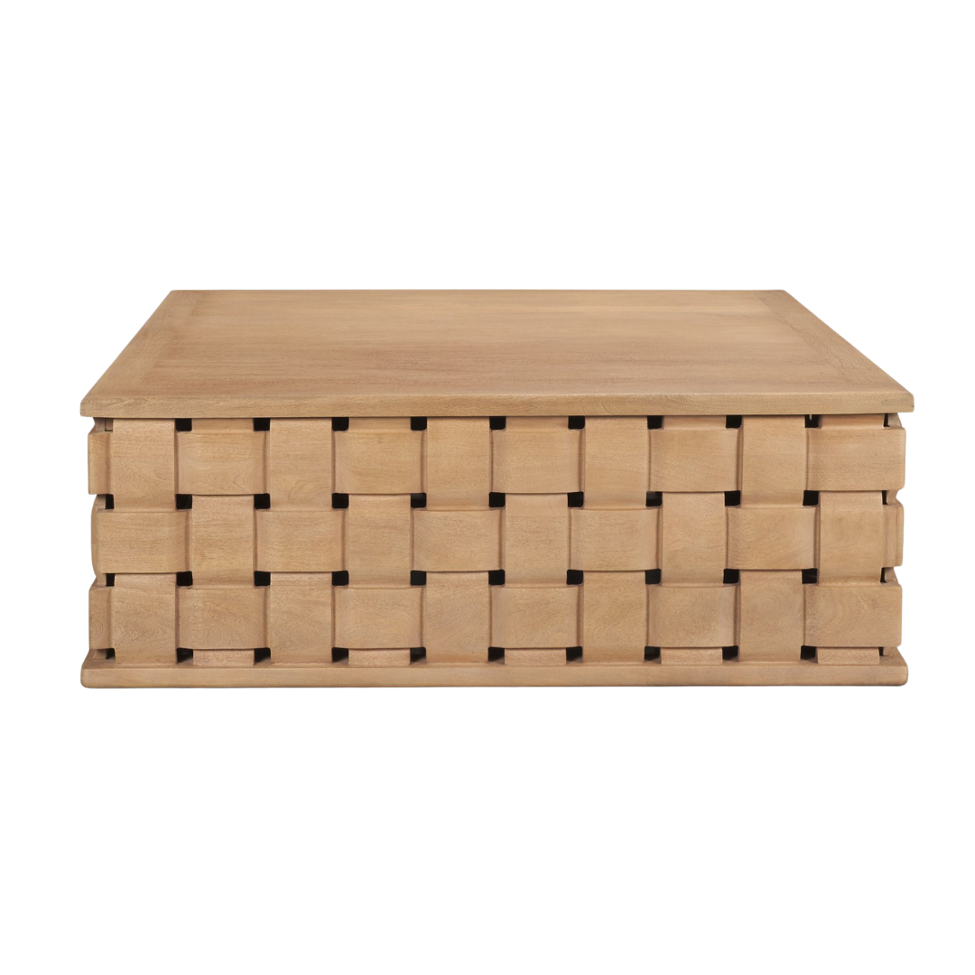 Modern Mango Wood Coffee Table with Sculptural, Geometric