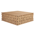 Table basse moderne en bois de manguier avec motifs sculpturaux et géométriques