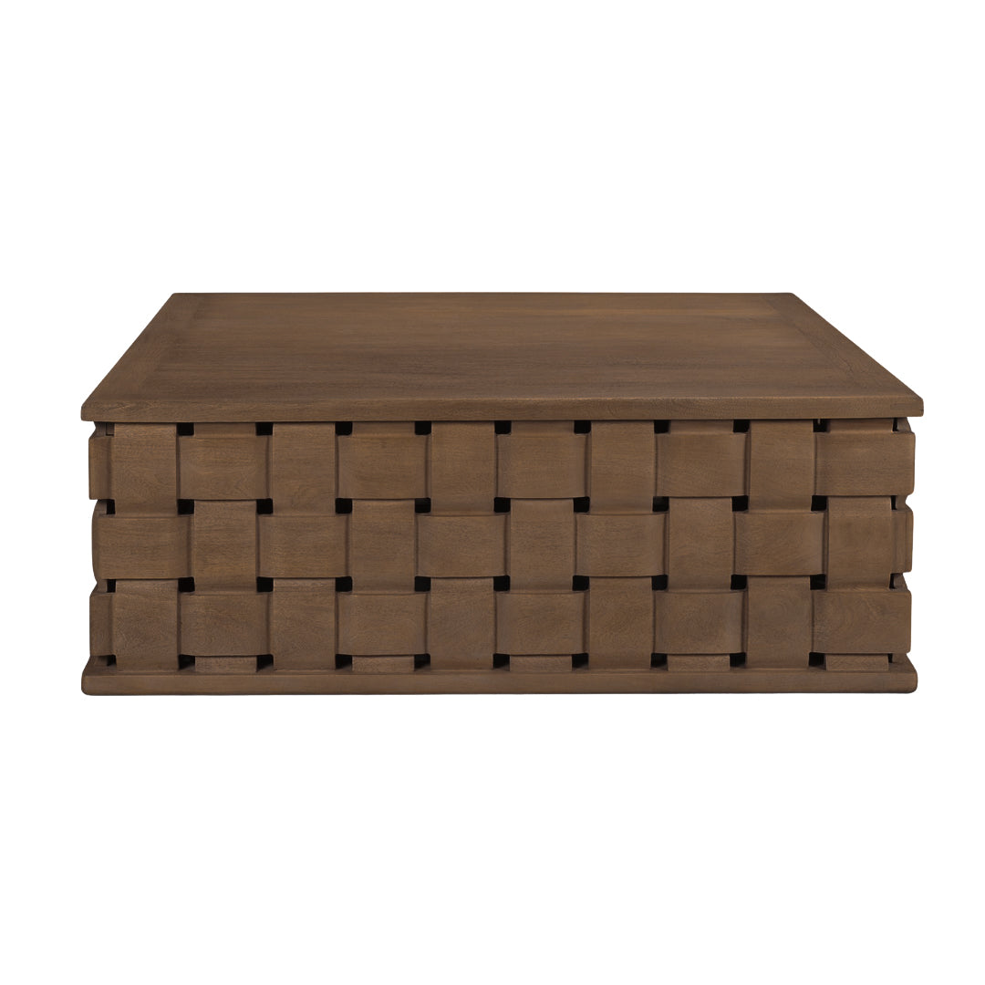 Contemporary Mango Wood Coffee Table with Sculptural, Geometric