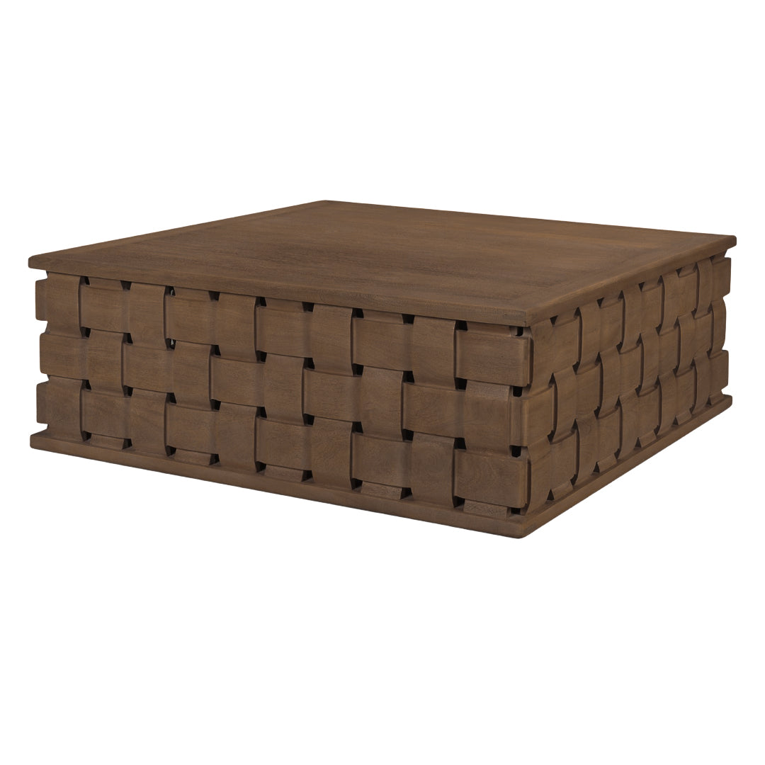 Contemporary Mango Wood Coffee Table with Sculptural, Geometric