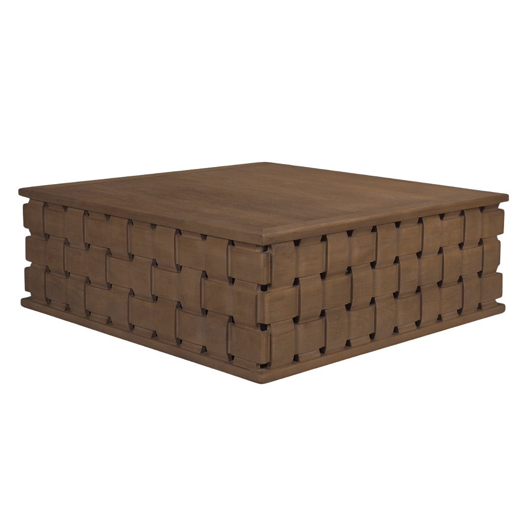 Contemporary Mango Wood Coffee Table with Sculptural, Geometric