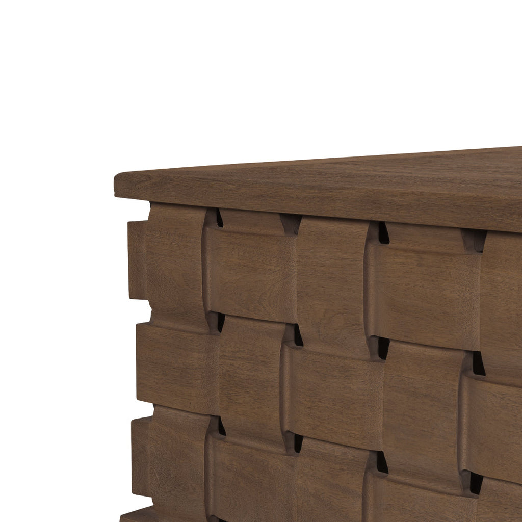 Contemporary Mango Wood Coffee Table with Sculptural, Geometric
