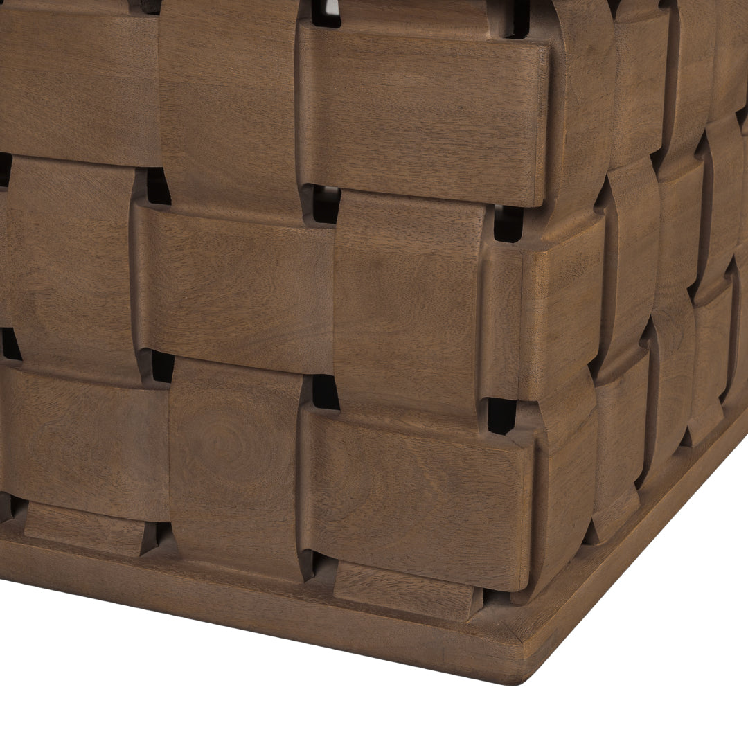 Contemporary Mango Wood Coffee Table with Sculptural, Geometric