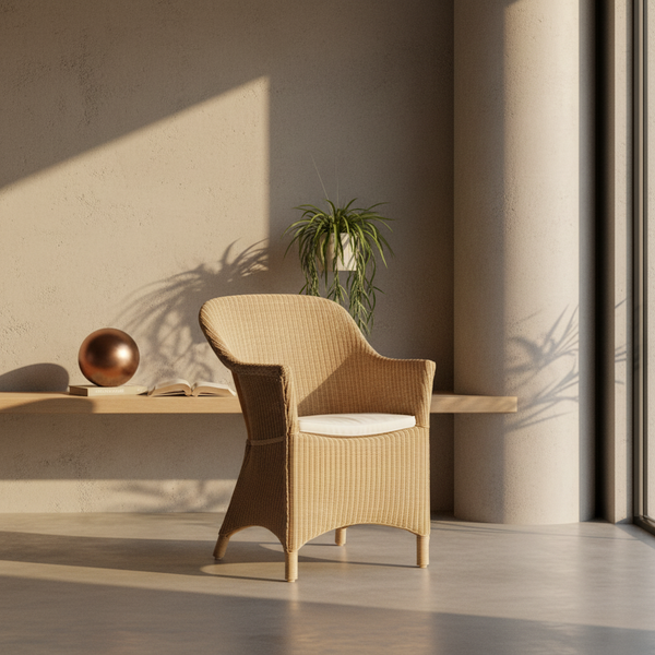 Fauteuil de salon classique en rotin avec tissage | Fini mat