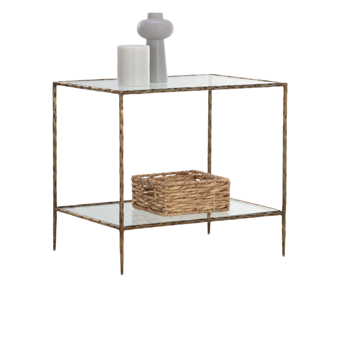 Contemporary Tempered Glass Nightstand with Storage, Handcrafted - Bedroom