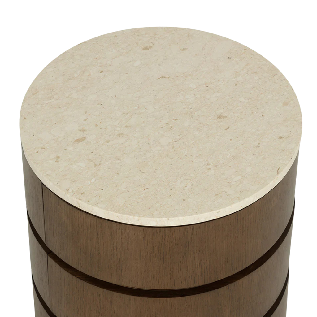 Modern Marble Nightstand with Storage, Sculptural - Bedroom | Polished Finish