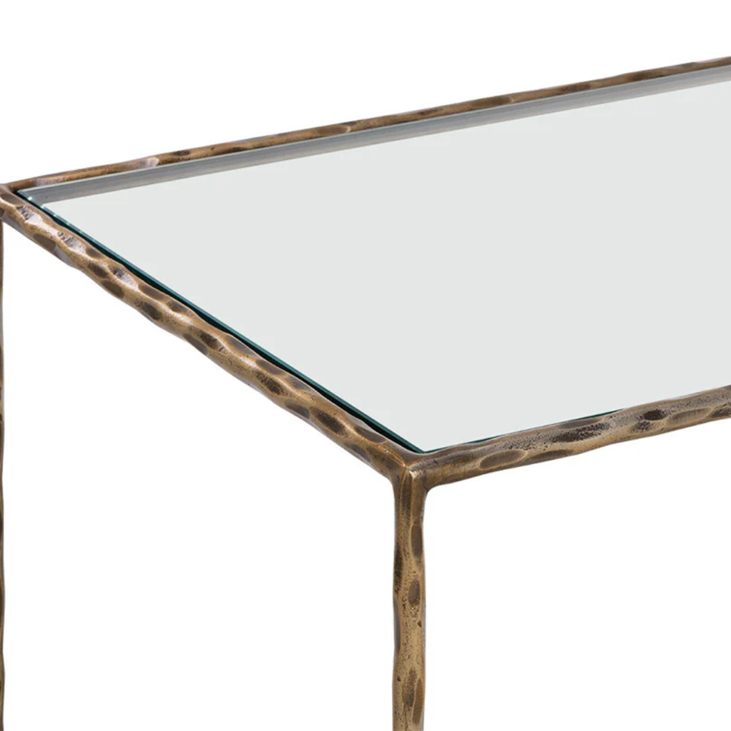Contemporary Tempered Glass Nightstand with Storage, Handcrafted - Bedroom