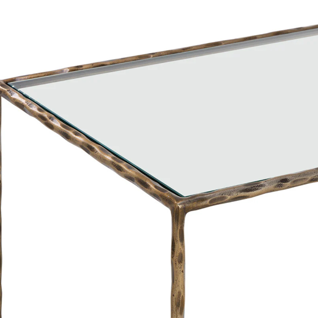 Contemporary Tempered Glass Nightstand with Storage, Handcrafted - Bedroom
