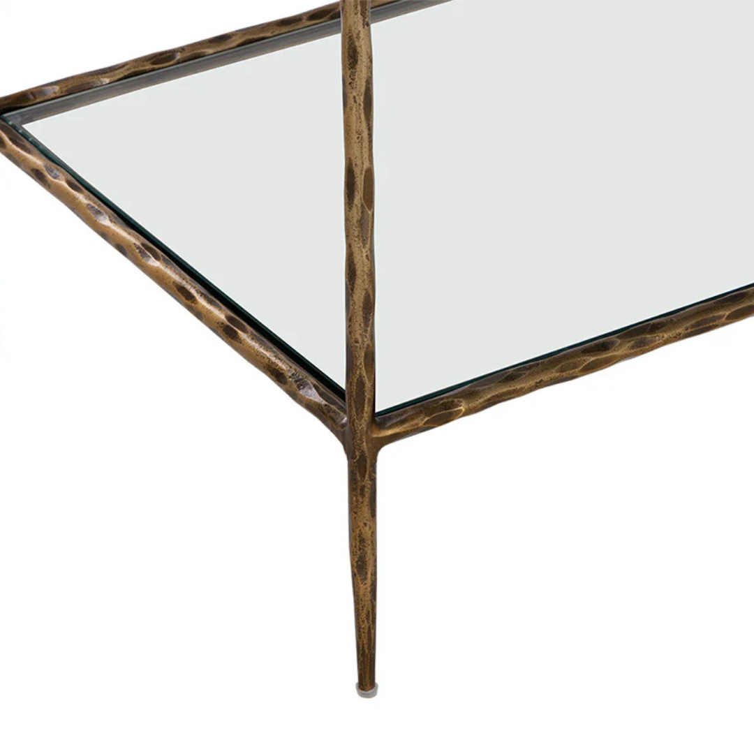 Contemporary Tempered Glass Nightstand with Storage, Handcrafted - Bedroom