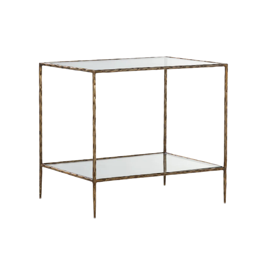 Contemporary Tempered Glass Nightstand with Storage, Handcrafted - Bedroom