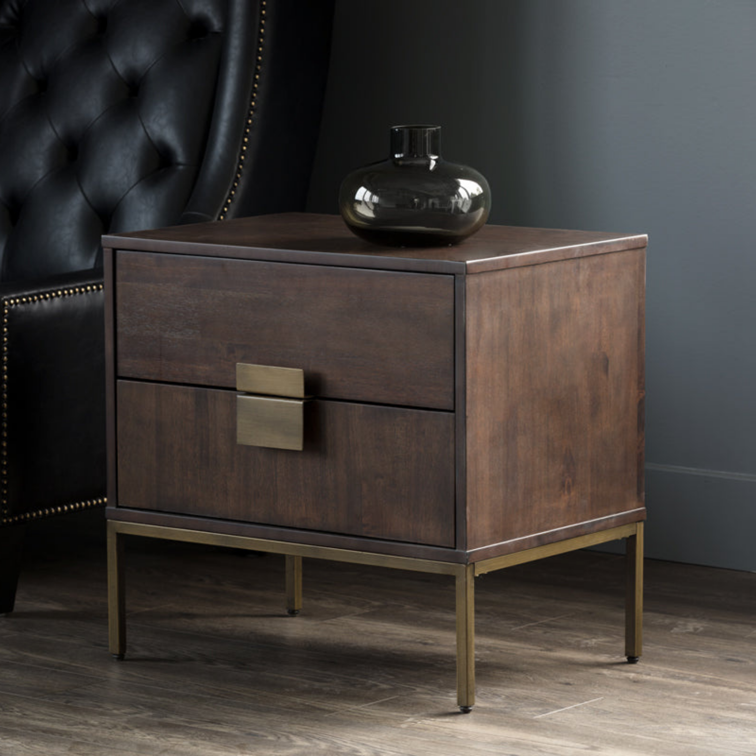 Transitional Brass Nightstand - Bedroom