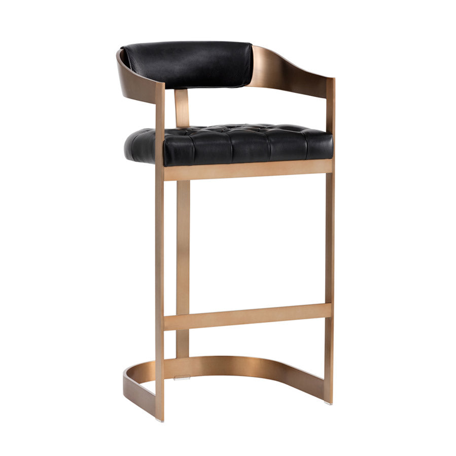Contemporary Leather Bar/Counter Stool with Tufted
