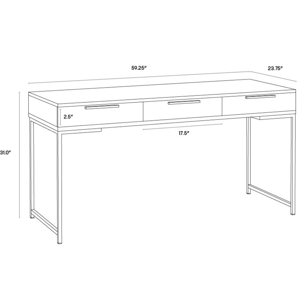 Bureau moderne en chêne avec rangement - Bureau | Finition or brossé