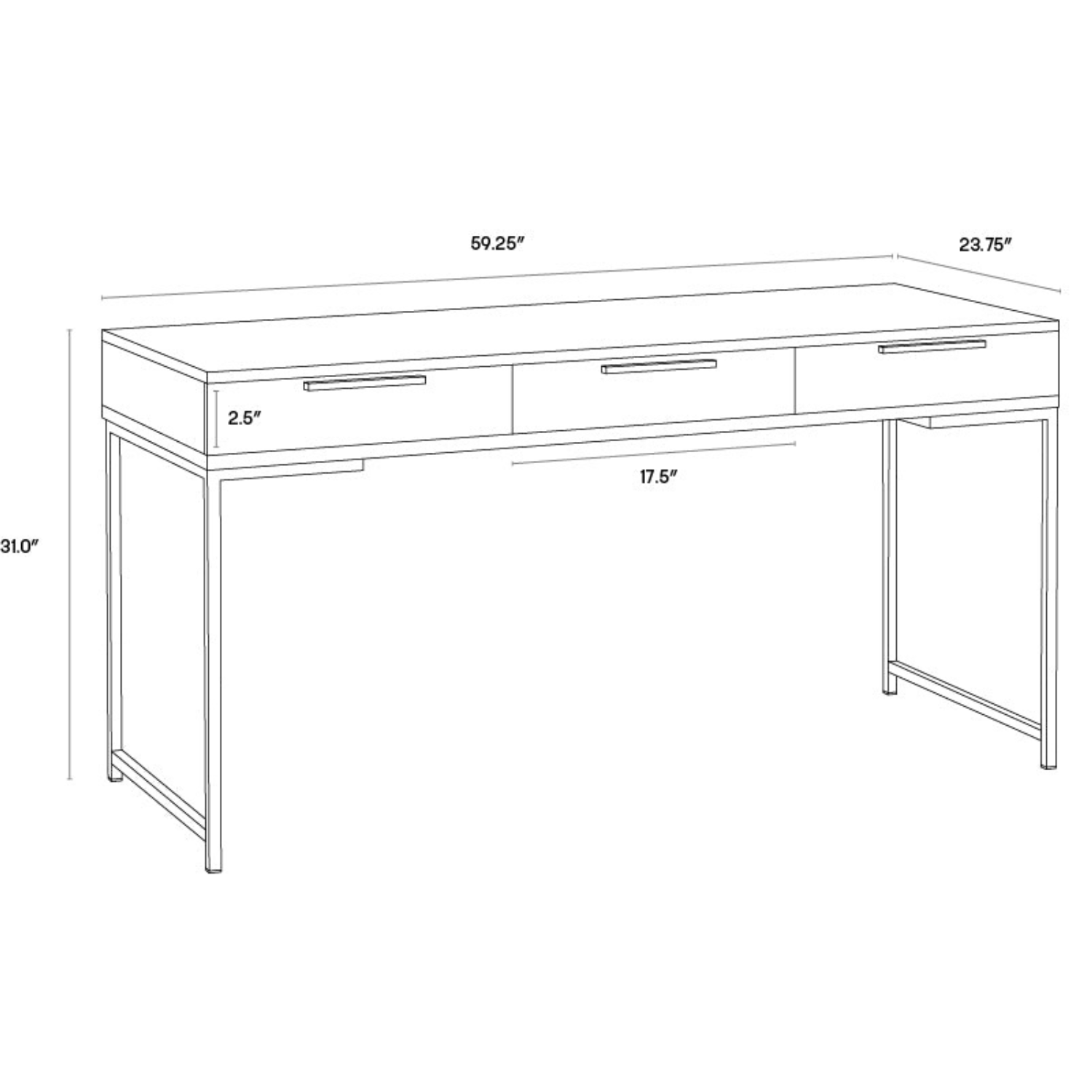 Bureau moderne en chêne avec rangement - Bureau | Finition or brossé