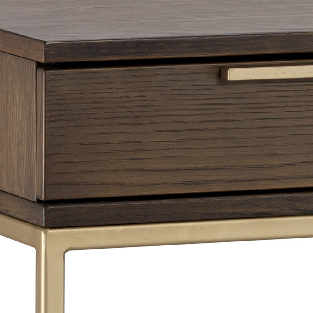 Bureau moderne en chêne avec rangement - Bureau | Finition or brossé