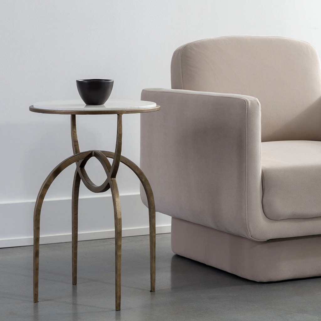 Modern Marble Side Table with Sculptural