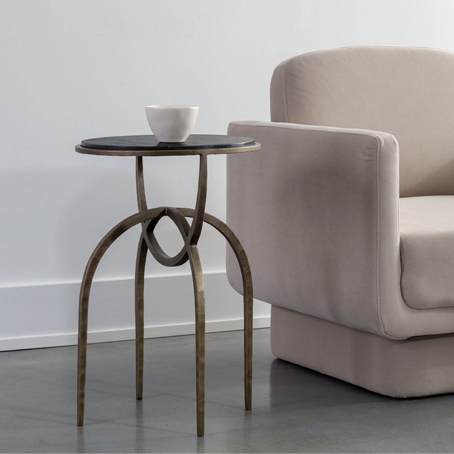 Modern Marble Side Table with Sculptural