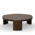 Table basse en chêne moderne sculpturale et ronde | Finition vieillie