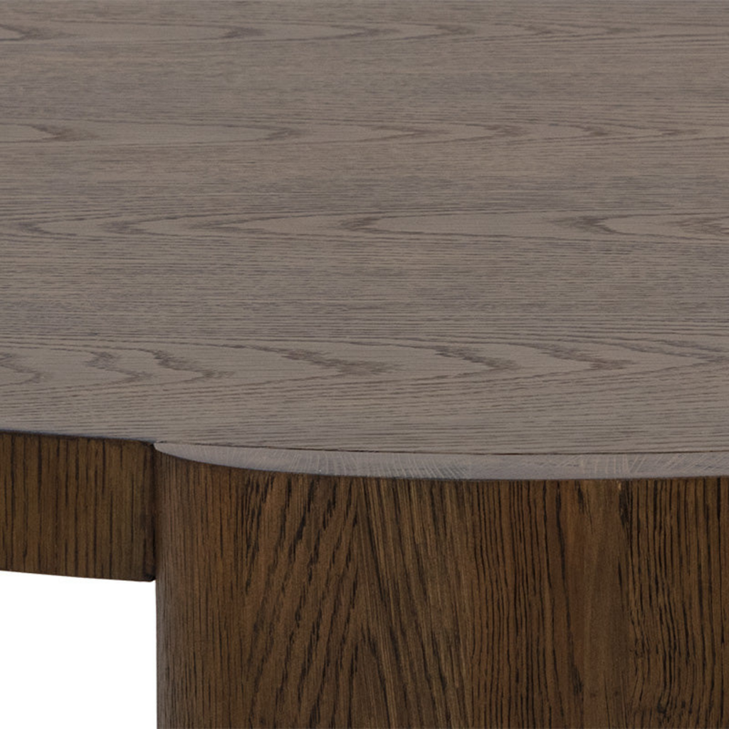 Table basse en chêne moderne sculpturale et ronde | Finition vieillie