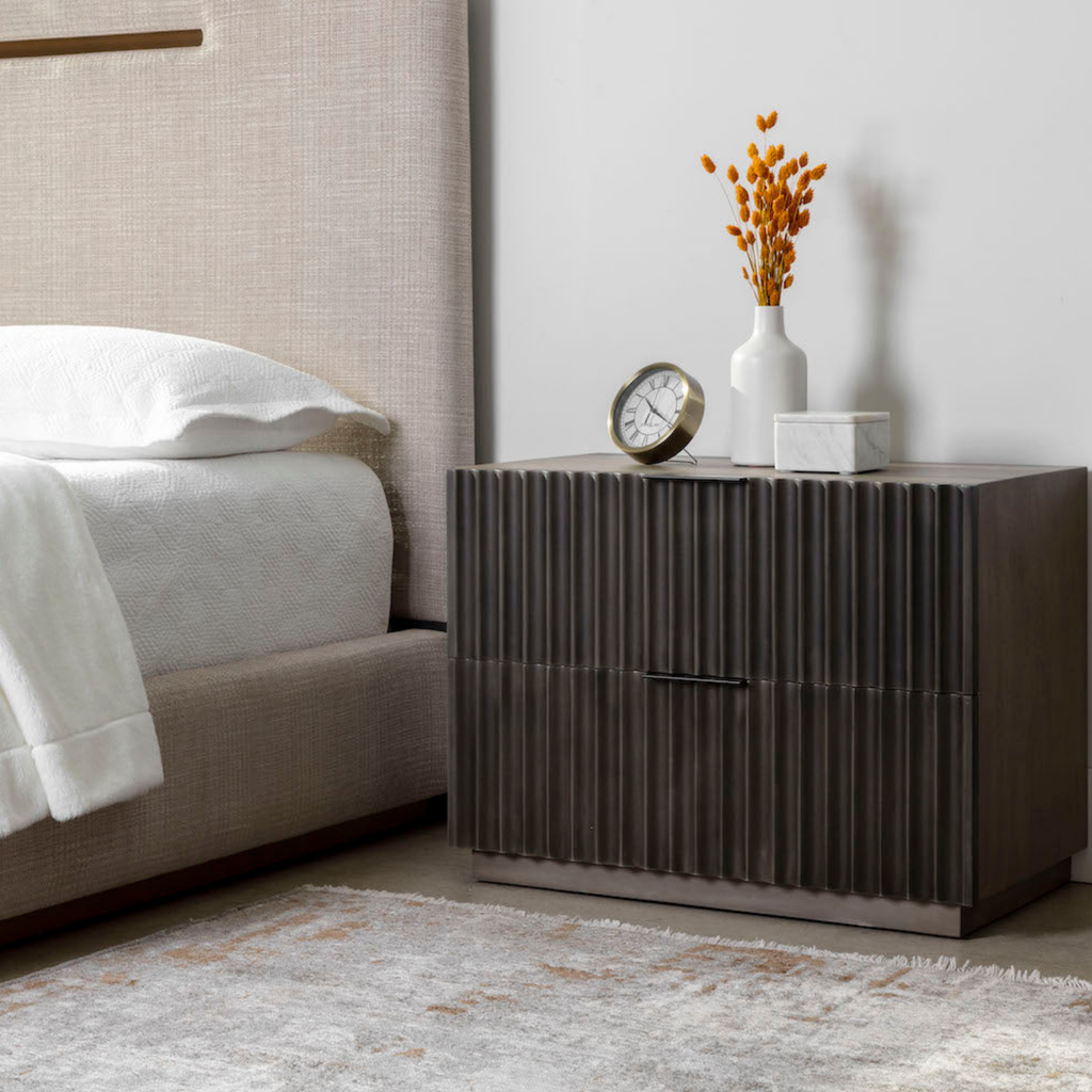 Modern Powder-Coated Aluminum Nightstand with Storage, Sculptural - Bedroom | Powder-Coated Finish