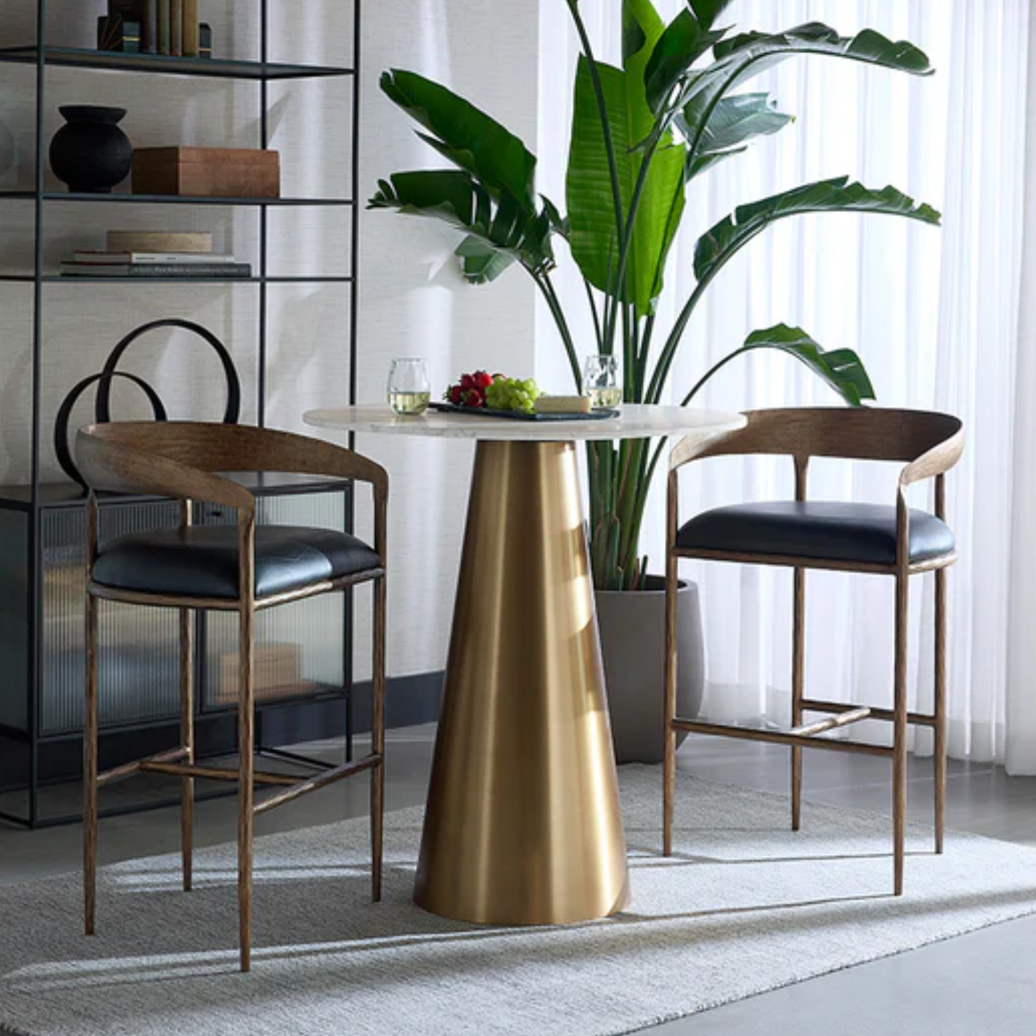 Classic Leather Bar/Counter Stool with Upholstered