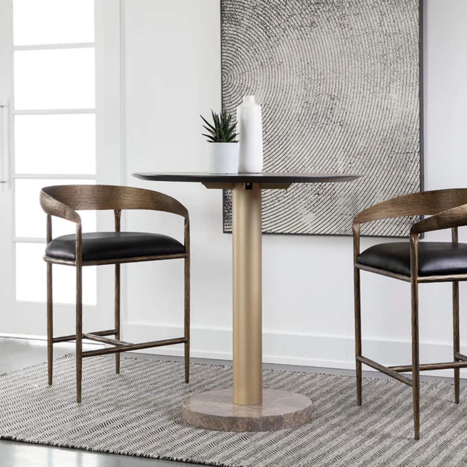 Classic Leather Bar/Counter Stool with Upholstered