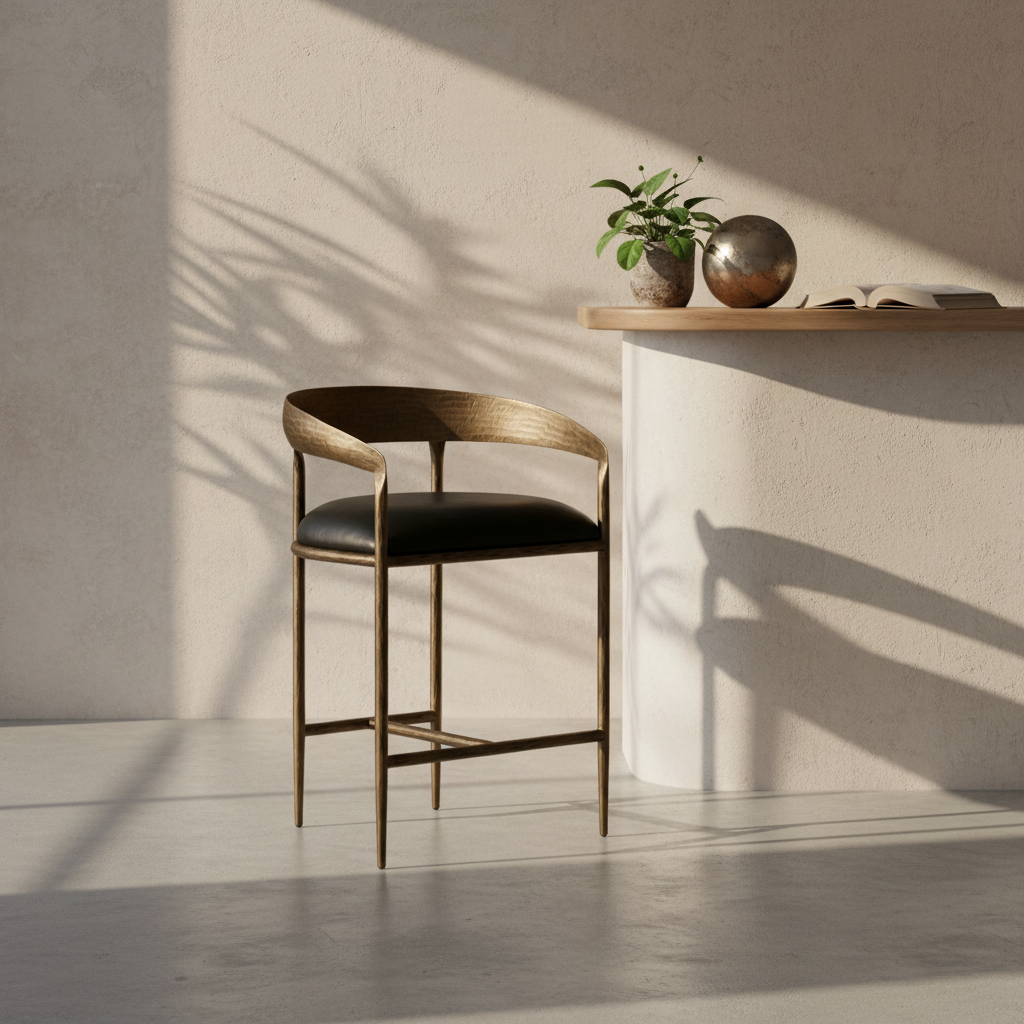 Classic Leather Bar/Counter Stool with Upholstered