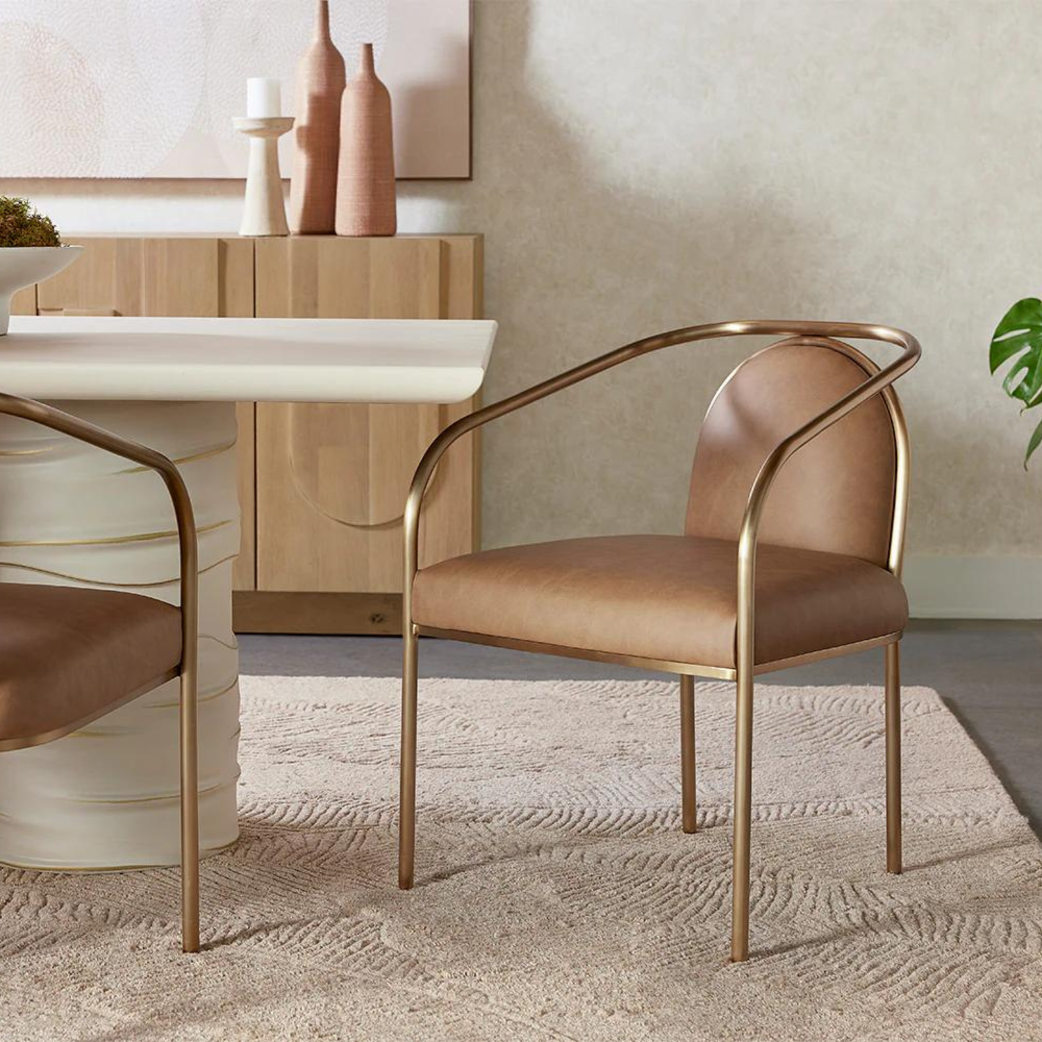 Classic Leather Dining Chair | Powder-Coated Finish